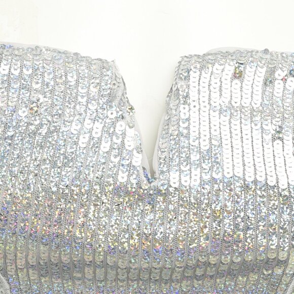 H&M Sequins Strapless Top, Size 0 - 2, Silver - Picture 5 of 10